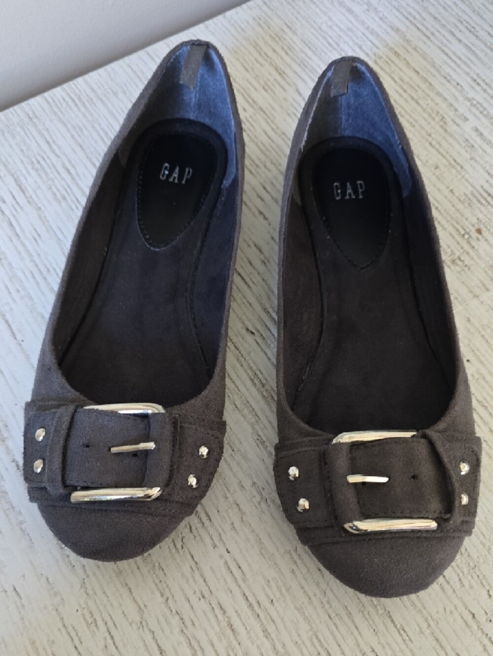 GAP Gray Suede Buckle Flats - Picture 2 of 7